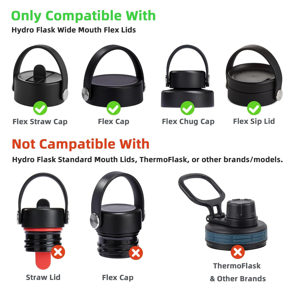 Rubber Gaskets Compatible with Hydro Flask Wide Mouth Lid Cap
