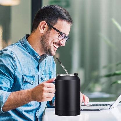 32/50oz Mug Tumbler with Handle and Straw - 32 oz Stainless Steel Wide Mouth Travel Coffee Cups w/ Lid, Reusable Home Office Work Mugs, Double Wall Vacuum Insulated Bottle Keep Cold 36 Hrs Hot 24 Hrs