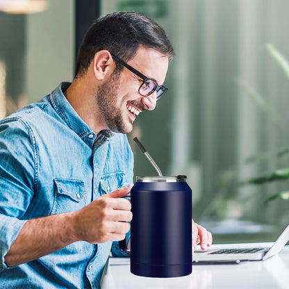 32/50oz Mug Tumbler with Handle and Straw - 32 oz Stainless Steel Wide Mouth Travel Coffee Cups w/ Lid, Reusable Home Office Work Mugs, Double Wall Vacuum Insulated Bottle Keep Cold 36 Hrs Hot 24 Hrs