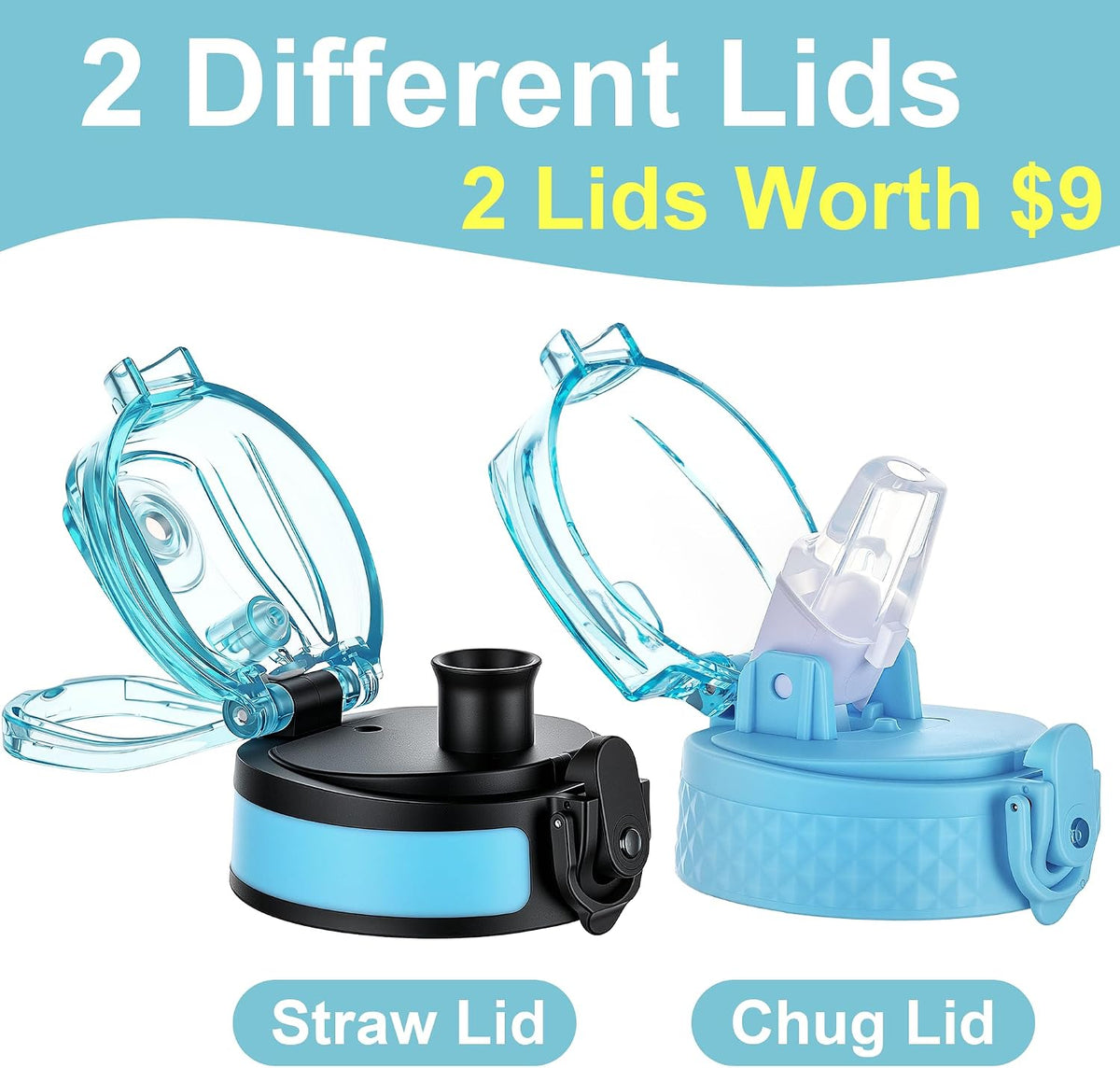 Insulated Water Bottle 20oz for Adults Kids Stainless Steel Water Bottles with Straw/Chug/Carabiner 3 Lids Fruit Strainer Double Wall Vacuum Wide Mouth BPA Free Leak-Proof for School Travel