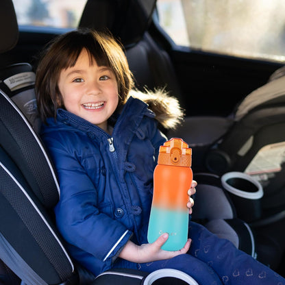 Insulated Water Bottle 20oz for Adults Kids Stainless Steel Water Bottles with Straw/Chug/Carabiner 3 Lids Fruit Strainer Double Wall Vacuum Wide Mouth BPA Free Leak-Proof for School Travel