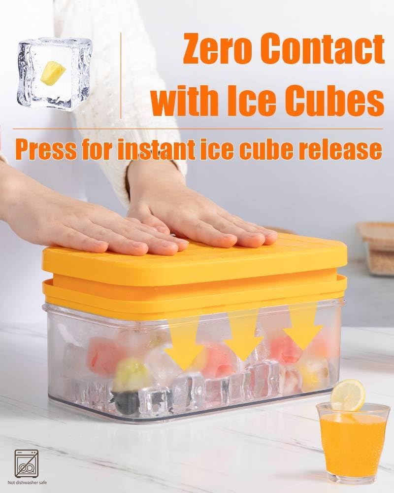 Ice Cube Tray with Lid & Storage Bin, 56 Cubes Ice Trays for Freezer