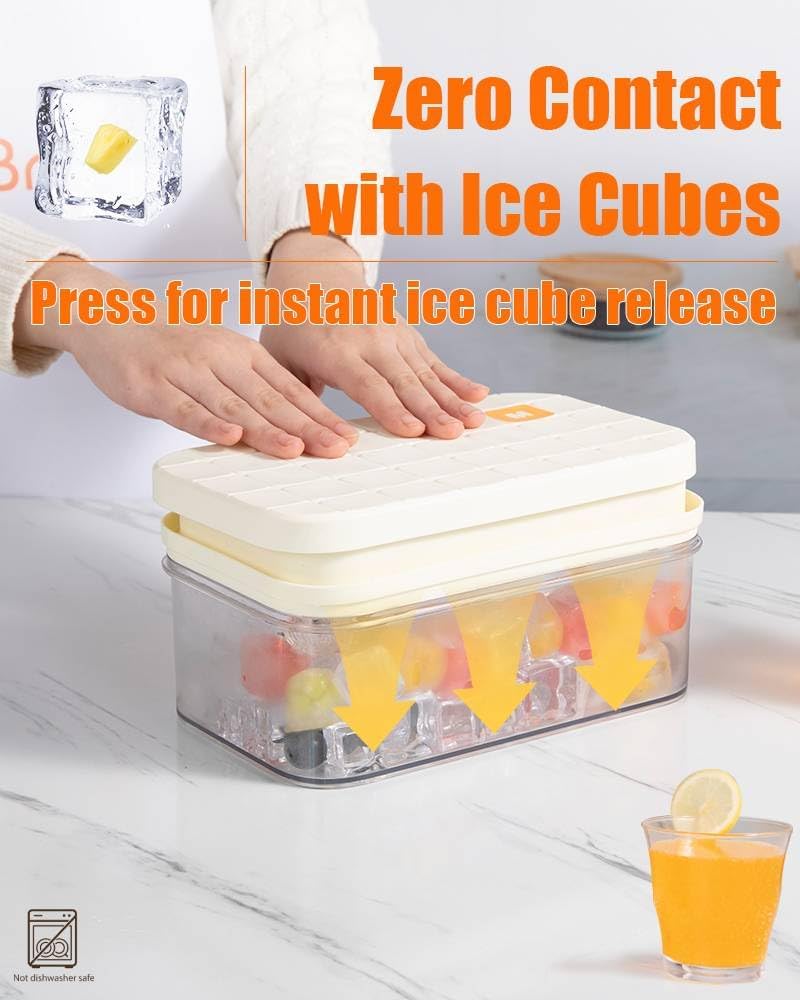 Ice Cube Tray with Lid & Storage Bin, 56 Cubes Ice Trays for Freezer