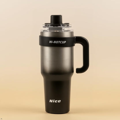 40 oz Tumbler with Handle and Pop-Up Straw, Insulated Stainless Steel Water Bottle with Dust Cover & Tea Infuser, Leakproof Cup Holder Friendly Travel Mug for Commute & Gym