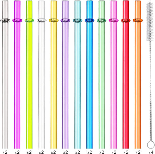 24 PCS, Reusable Straws with 4 Brushes, 10.5" Long Tritan Hard Plastic Straws, 12 Colors Translucent Replacement Drinking for 16OZ-32 OZ Tumblers, Cups, Jars, Stanley, YETI, Starbucks, BPA Free