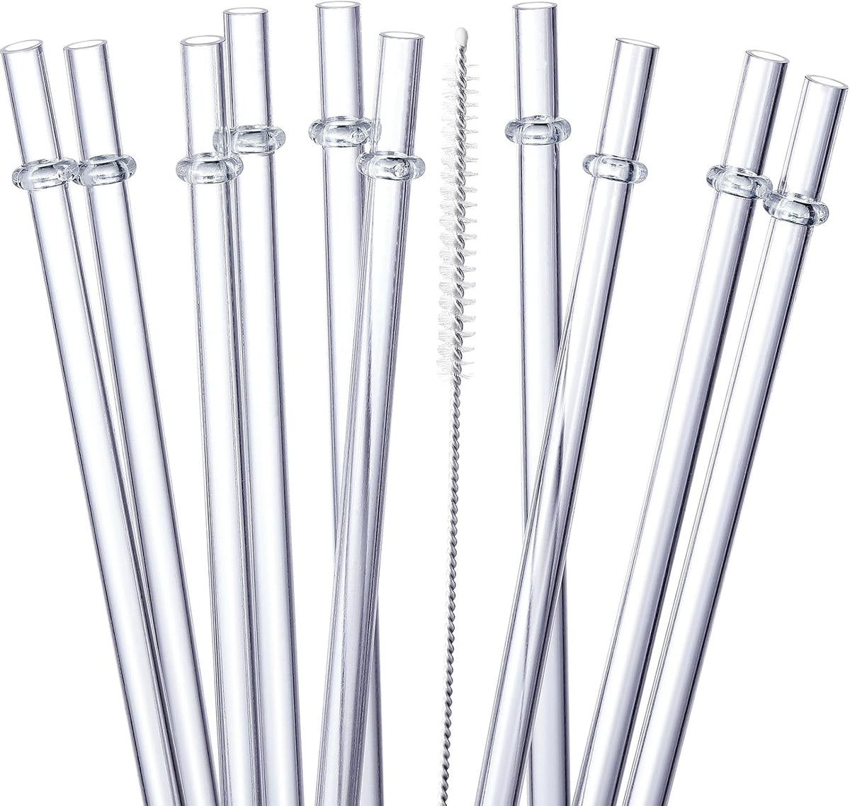 24 PCS, Reusable Straws with 4 Brushes, 10.5" Long Tritan Hard Plastic Straws, 12 Colors Translucent Replacement Drinking for 16OZ-32 OZ Tumblers, Cups, Jars, Stanley, YETI, Starbucks, BPA Free
