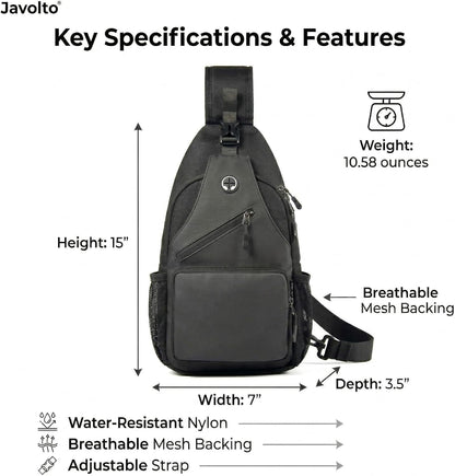 Crossbody Sling Bag,Small Backpack Men,Hands-Free Shoulder Daypack