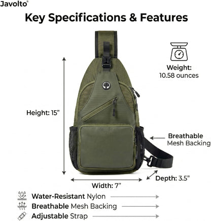 Crossbody Sling Bag,Small Backpack Men,Hands-Free Shoulder Daypack