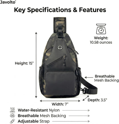 Crossbody Sling Bag,Small Backpack Men,Hands-Free Shoulder Daypack