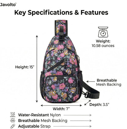 Crossbody Sling Bag,Small Backpack Men,Hands-Free Shoulder Daypack