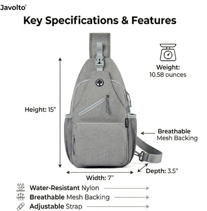 Crossbody Sling Bag,Small Backpack Men,Hands-Free Shoulder Daypack