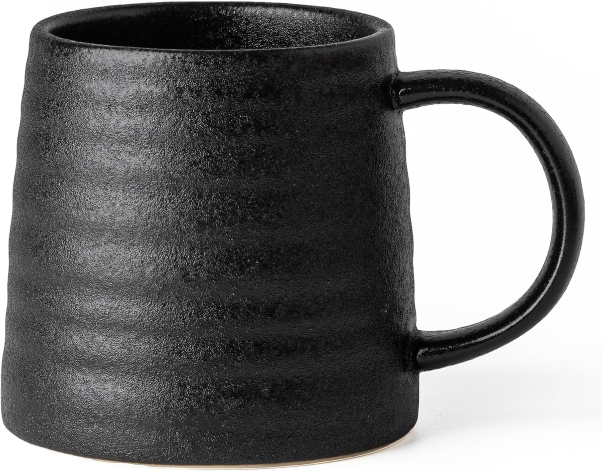15.5oz Large Heavyweight Ceramic Mug, Reactive (Blue-Black) | 15.5oz Medium-Large, Heavy Weighted Stoneware, Reactive Transmutation Glaze, Microwave & Dishwasher Safe, Gift Box