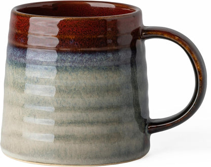 15.5oz Large Heavyweight Ceramic Mug, Reactive (Blue-Black) | 15.5oz Medium-Large, Heavy Weighted Stoneware, Reactive Transmutation Glaze, Microwave & Dishwasher Safe, Gift Box