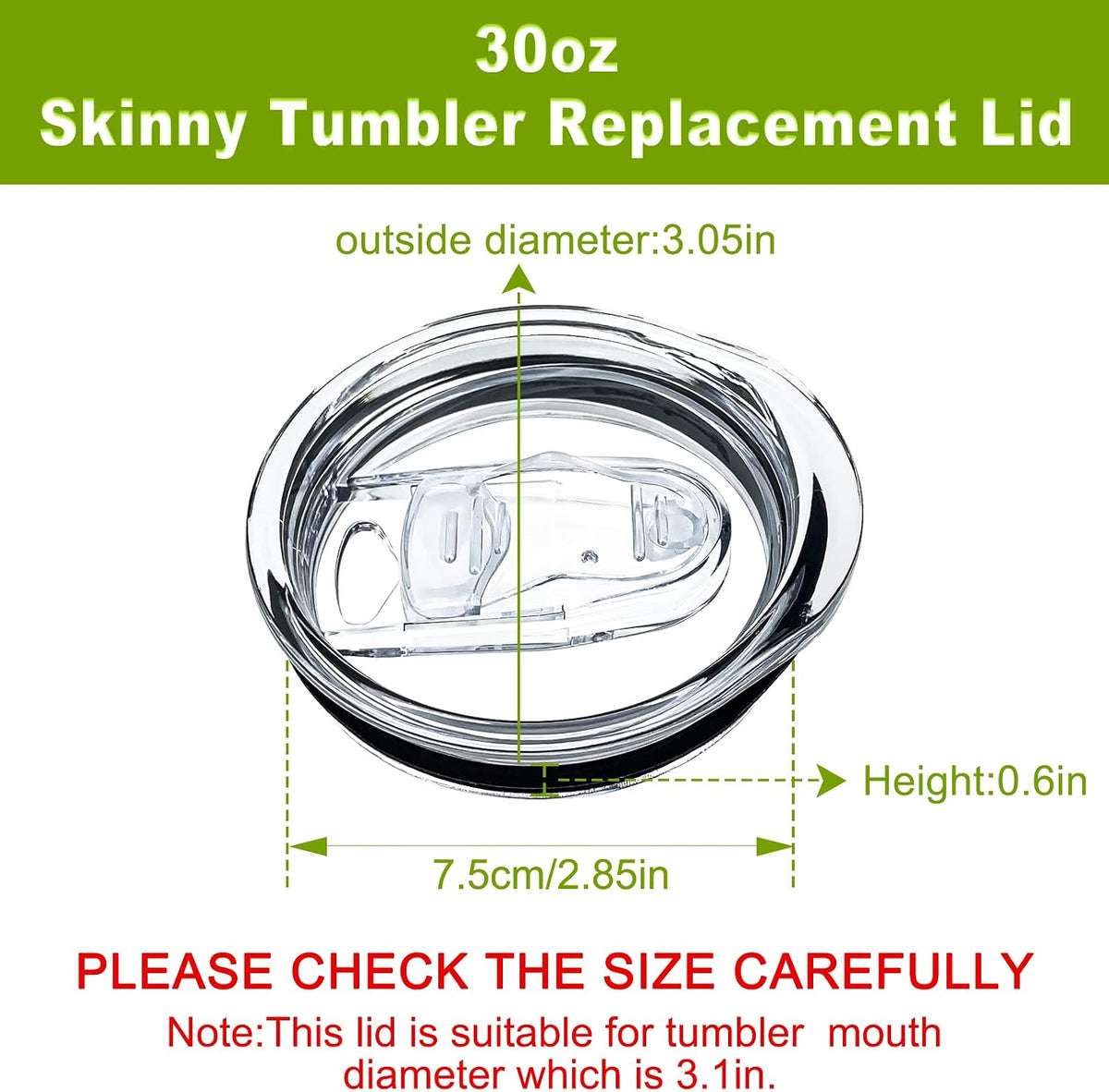 20oz Skinny Tumbler Replacement Lids,Spill Proof Covers