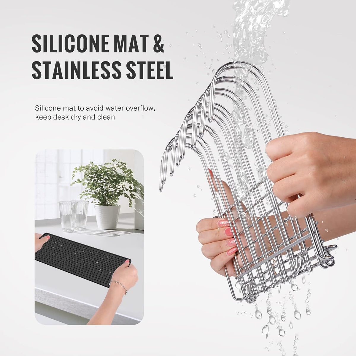 Collapsible Bag Drying Rack with Silicone Mat, Larger Dryer for Gallon Bags