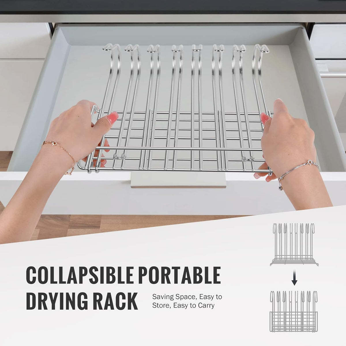 Collapsible Bag Drying Rack with Silicone Mat, Larger Dryer for Gallon Bags
