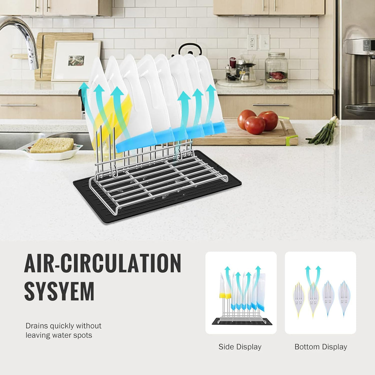 Collapsible Bag Drying Rack with Silicone Mat, Larger Dryer for Gallon Bags