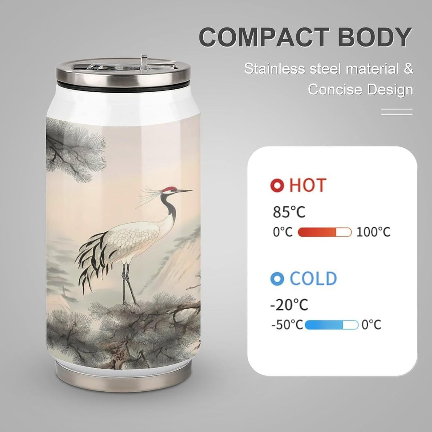 Red Crowned Crane Travel Coffee Mug Insulated Tumbler 304 Stainless Steel Water Bottle Tea Cup for Men Women