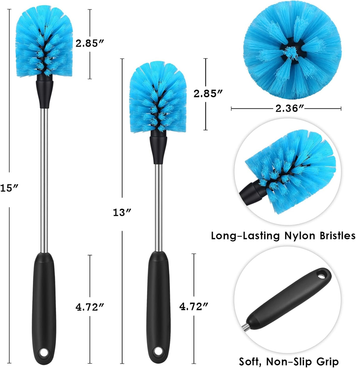 Stainless Steel Water Bottle Cleaning Scrubbing Brush, 13 in