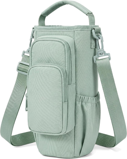 Insulated Crossbody Cup Holder Bag with Adjustable Strap - Perfect for Walking, Hiking, and Outdoor Adventures Green