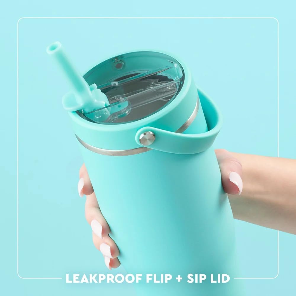 30oz Leakproof To-Go Tumbler with Handle, Fruit Punch | Leakproof Lid - Triple Insulated Stainless Steel - Handle & Straw Included - Cup Holder Friendly - Dishwasher Safe