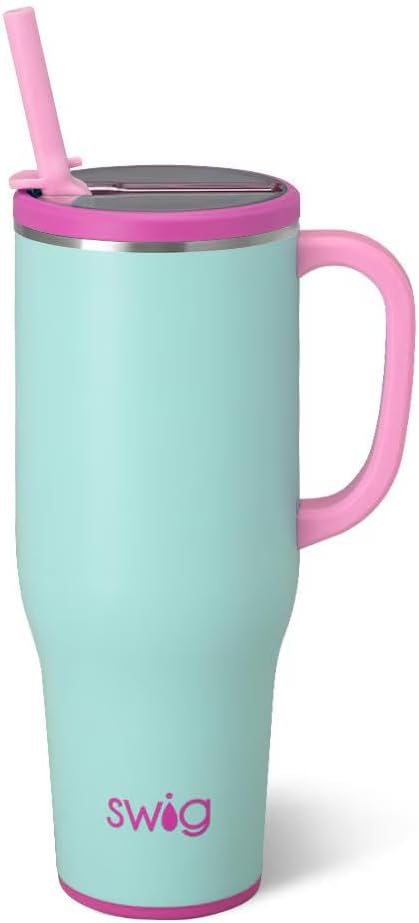30oz Leakproof To-Go Tumbler with Handle, Fruit Punch | Leakproof Lid - Triple Insulated Stainless Steel - Handle & Straw Included - Cup Holder Friendly - Dishwasher Safe