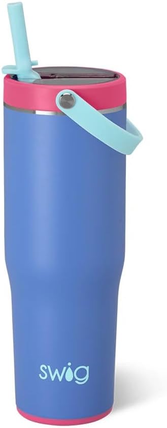 30oz Leakproof To-Go Tumbler with Handle, Fruit Punch | Leakproof Lid - Triple Insulated Stainless Steel - Handle & Straw Included - Cup Holder Friendly - Dishwasher Safe