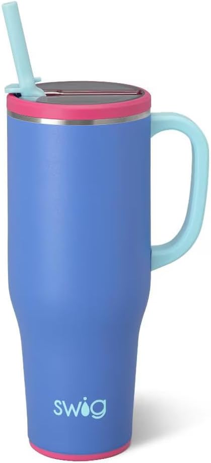 30oz Leakproof To-Go Tumbler with Handle, Fruit Punch | Leakproof Lid - Triple Insulated Stainless Steel - Handle & Straw Included - Cup Holder Friendly - Dishwasher Safe