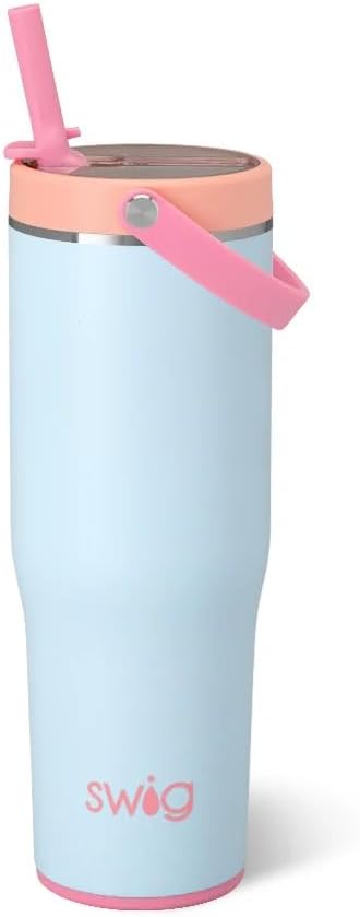 30oz Leakproof To-Go Tumbler with Handle, Fruit Punch | Leakproof Lid - Triple Insulated Stainless Steel - Handle & Straw Included - Cup Holder Friendly - Dishwasher Safe