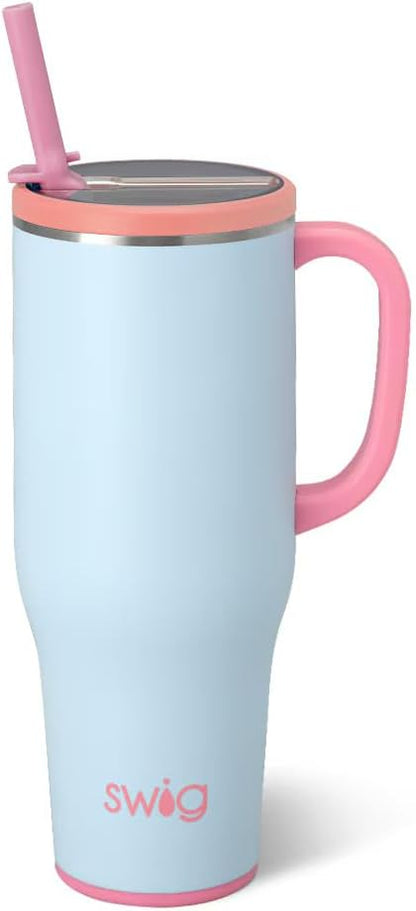 30oz Leakproof To-Go Tumbler with Handle, Fruit Punch | Leakproof Lid - Triple Insulated Stainless Steel - Handle & Straw Included - Cup Holder Friendly - Dishwasher Safe