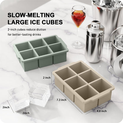 3 Pack Large Ice Cube Molds, Silicone Ice Cube Tray with Lid for Whisky