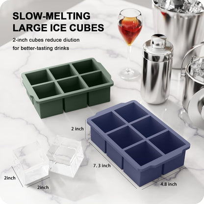 3 Pack Large Ice Cube Molds, Silicone Ice Cube Tray with Lid for Whisky