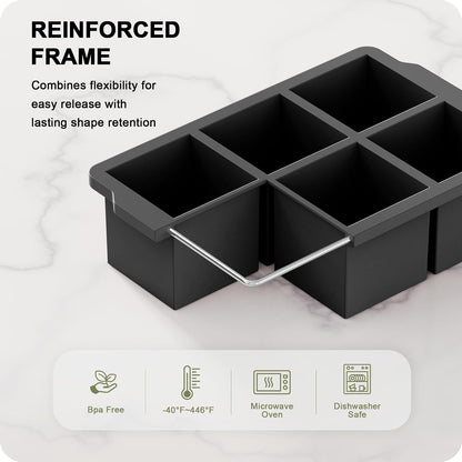 3 Pack Large Ice Cube Molds, Silicone Ice Cube Tray with Lid for Whisky