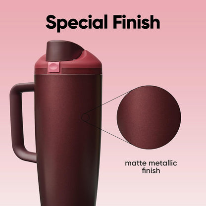 FreeSip Tumbler Stainless Steel Water Bottle 30 oz Rose Quartz
