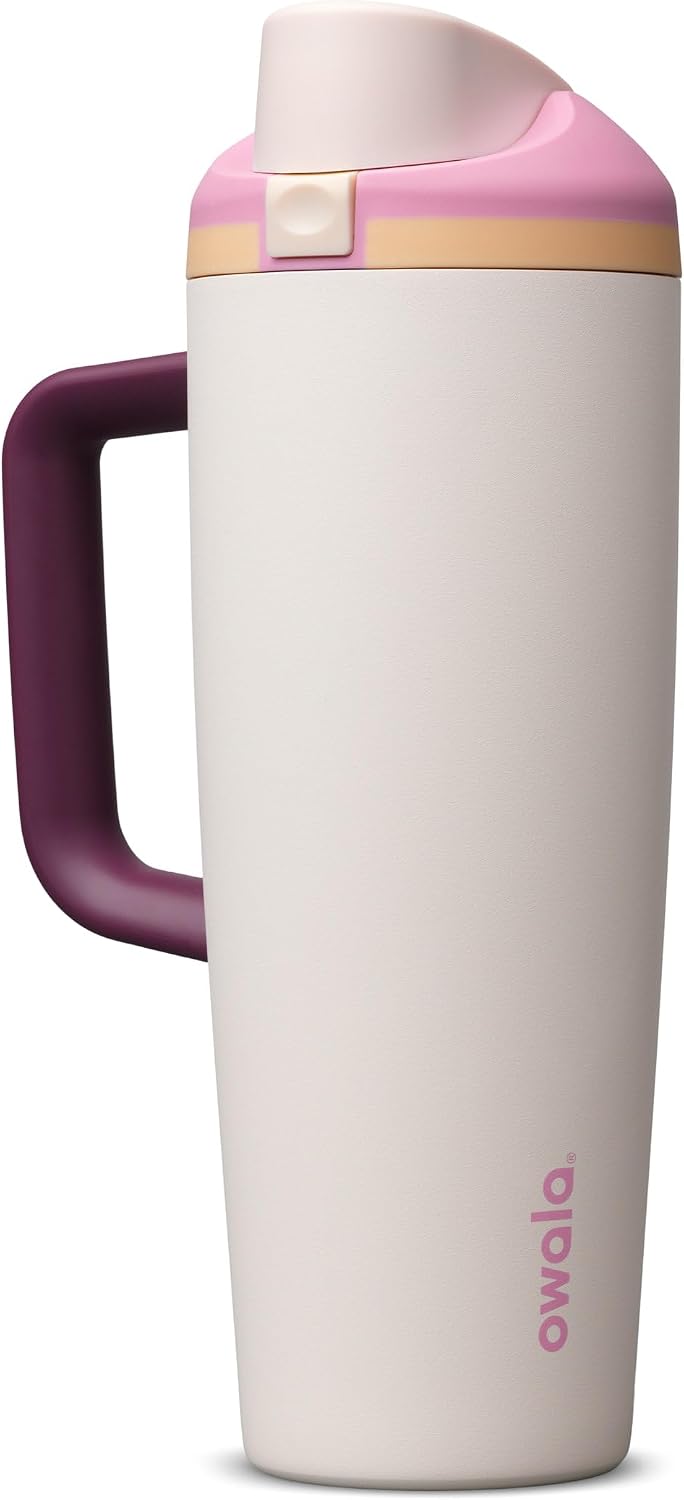 FreeSip Tumbler Stainless Steel Water Bottle 30 oz Rose Quartz
