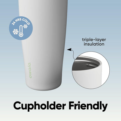 FreeSip Tumbler Stainless Steel Water Bottle 30 oz Rose Quartz