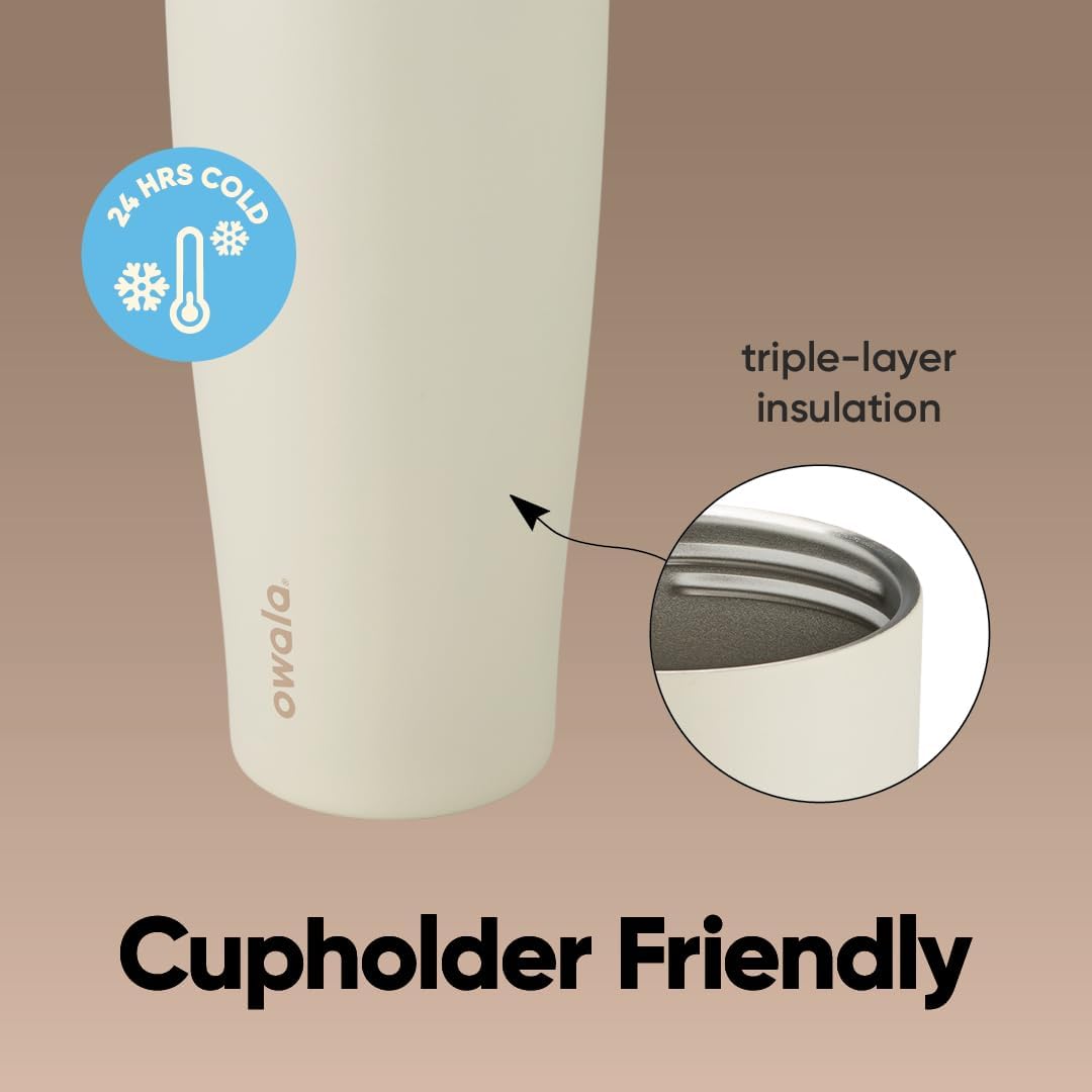 FreeSip Tumbler Stainless Steel Water Bottle 30 oz Rose Quartz
