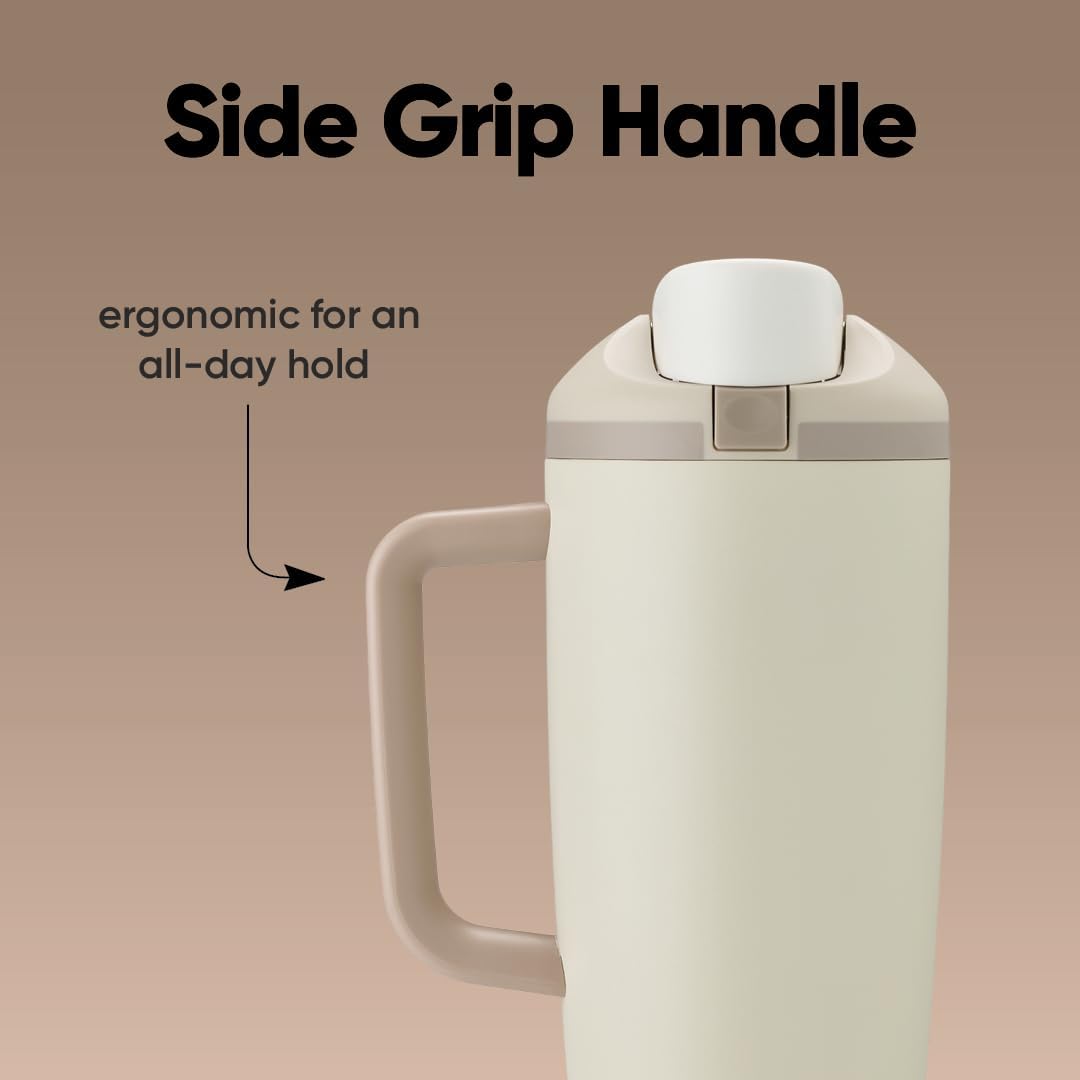 FreeSip Tumbler Stainless Steel Water Bottle 30 oz Rose Quartz