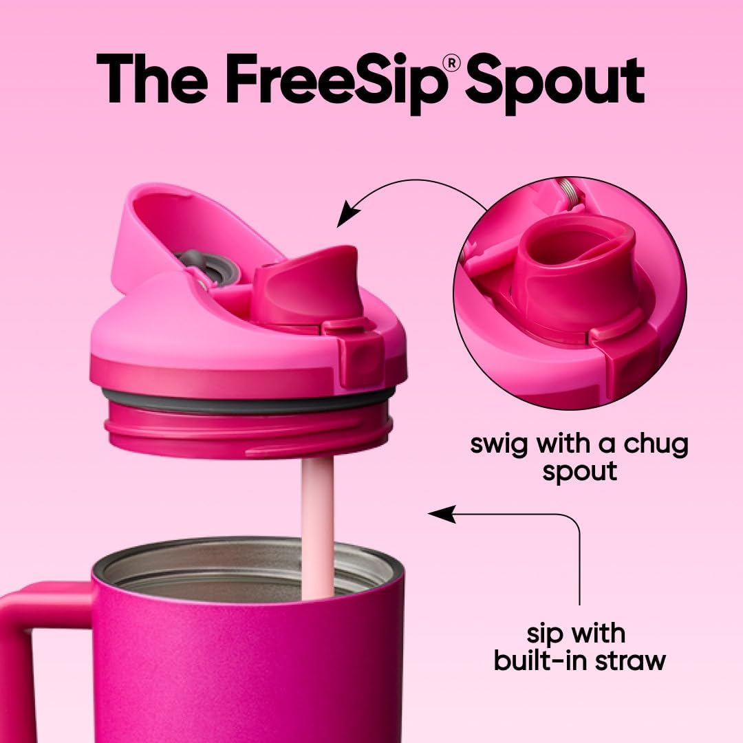 FreeSip Tumbler Stainless Steel Water Bottle 30 oz Rose Quartz