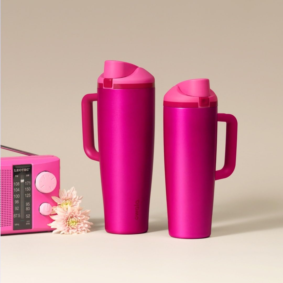 FreeSip Tumbler Stainless Steel Water Bottle 30 oz Rose Quartz