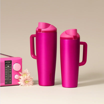 FreeSip Tumbler Stainless Steel Water Bottle 30 oz Rose Quartz