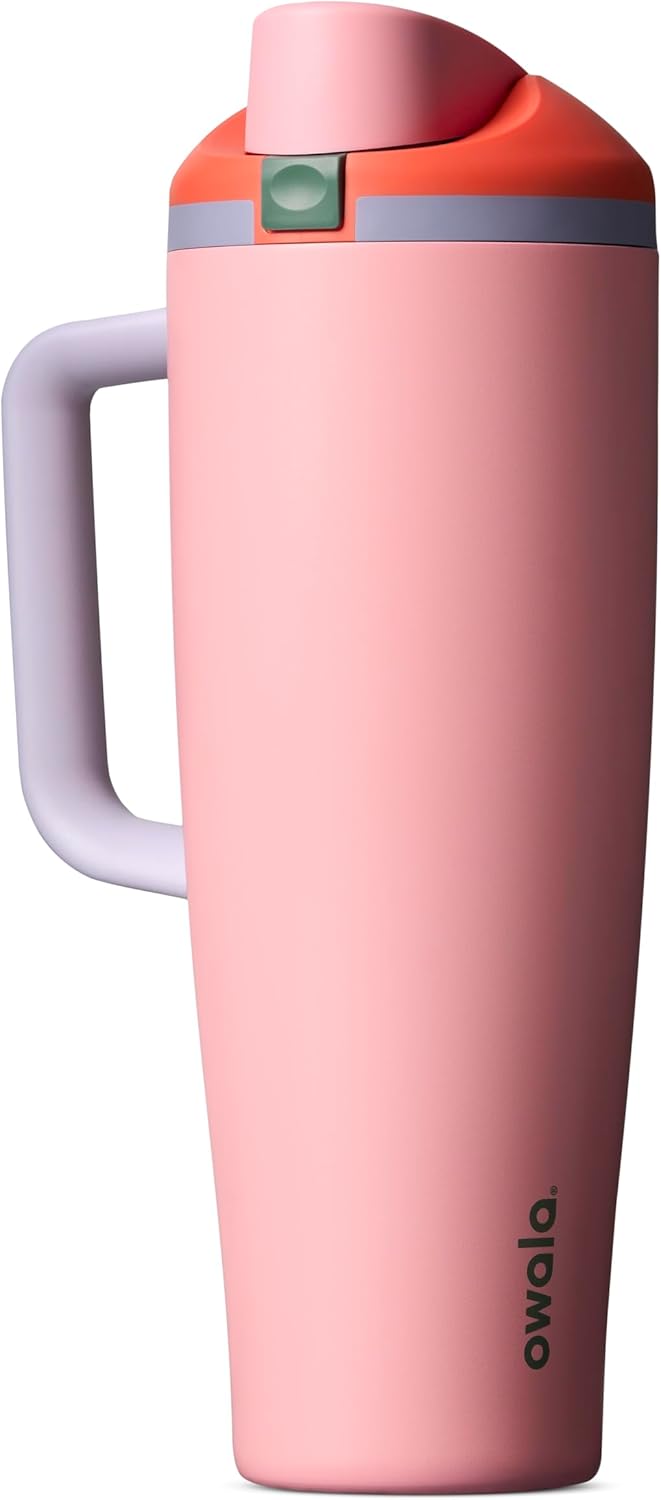 FreeSip Tumbler Stainless Steel Water Bottle 30 oz Rose Quartz