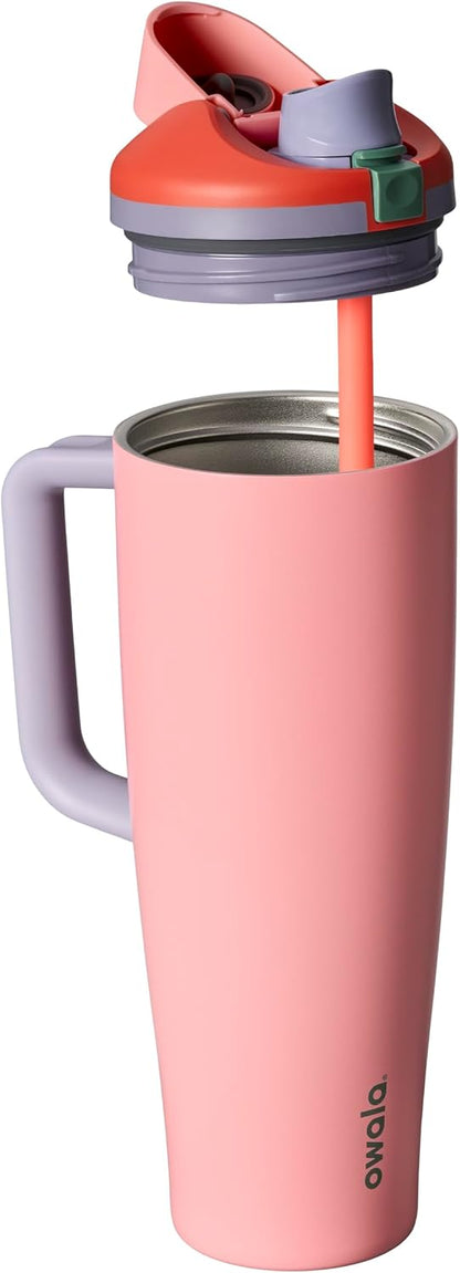 FreeSip Tumbler Stainless Steel Water Bottle 30 oz Rose Quartz