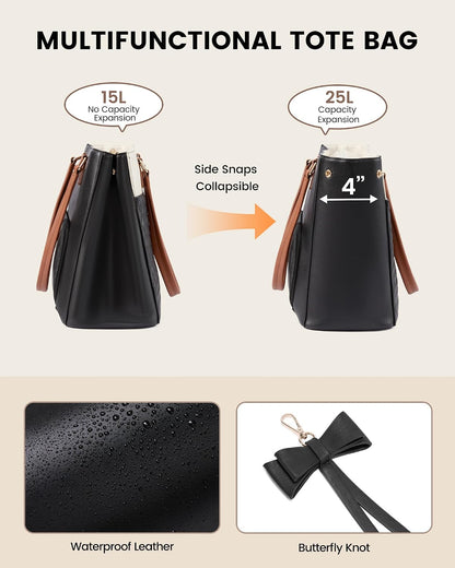Work Tote Bag with Lunch Compartment, 3 in 1 Laptop Tote Bag for Women with Giant Tumbler Holder for Teacher, Nurse, Travel, Office, Daily