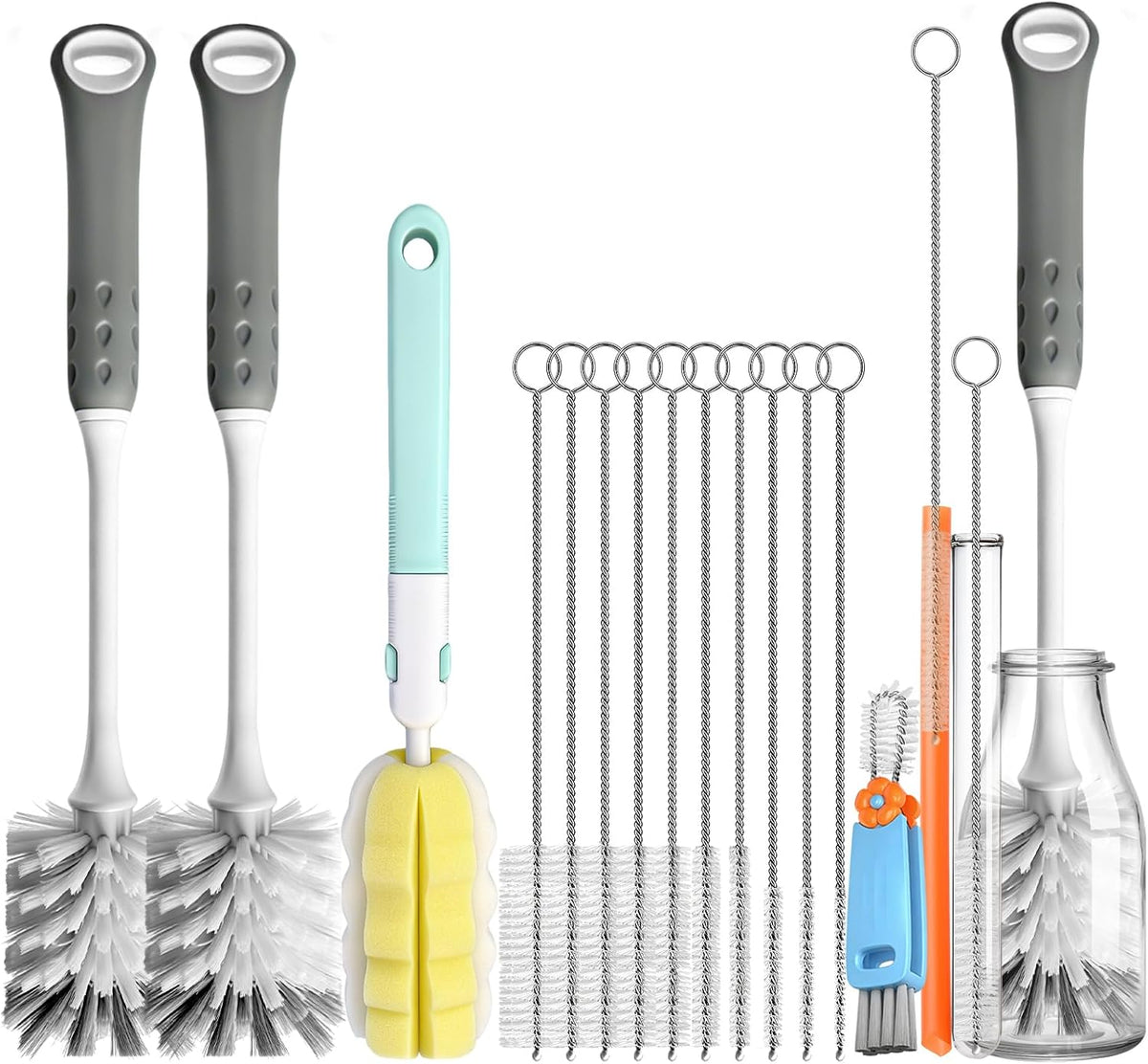 14 Pcs Bottle Brush Cleaner Set for Bottles, Cups and Straws Cleaning