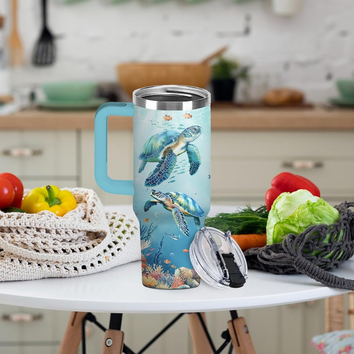 Funny Cat Coffee Mugs Fighting Cat Riding Dinosaur Dino Cups for Boys 40oz Cats T-Rex Travel Coffee Tumbler with Handle and Lids, Animal Cats Lovers Gifts for Women Men