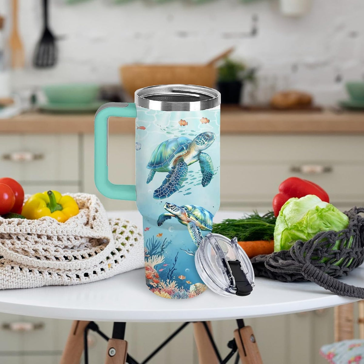 Funny Cat Coffee Mugs Fighting Cat Riding Dinosaur Dino Cups for Boys 40oz Cats T-Rex Travel Coffee Tumbler with Handle and Lids, Animal Cats Lovers Gifts for Women Men
