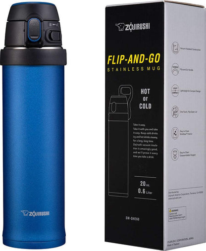 SM-QHE60GK, Flip-and-Go Stainless Mug, 20-Ounce, Teal