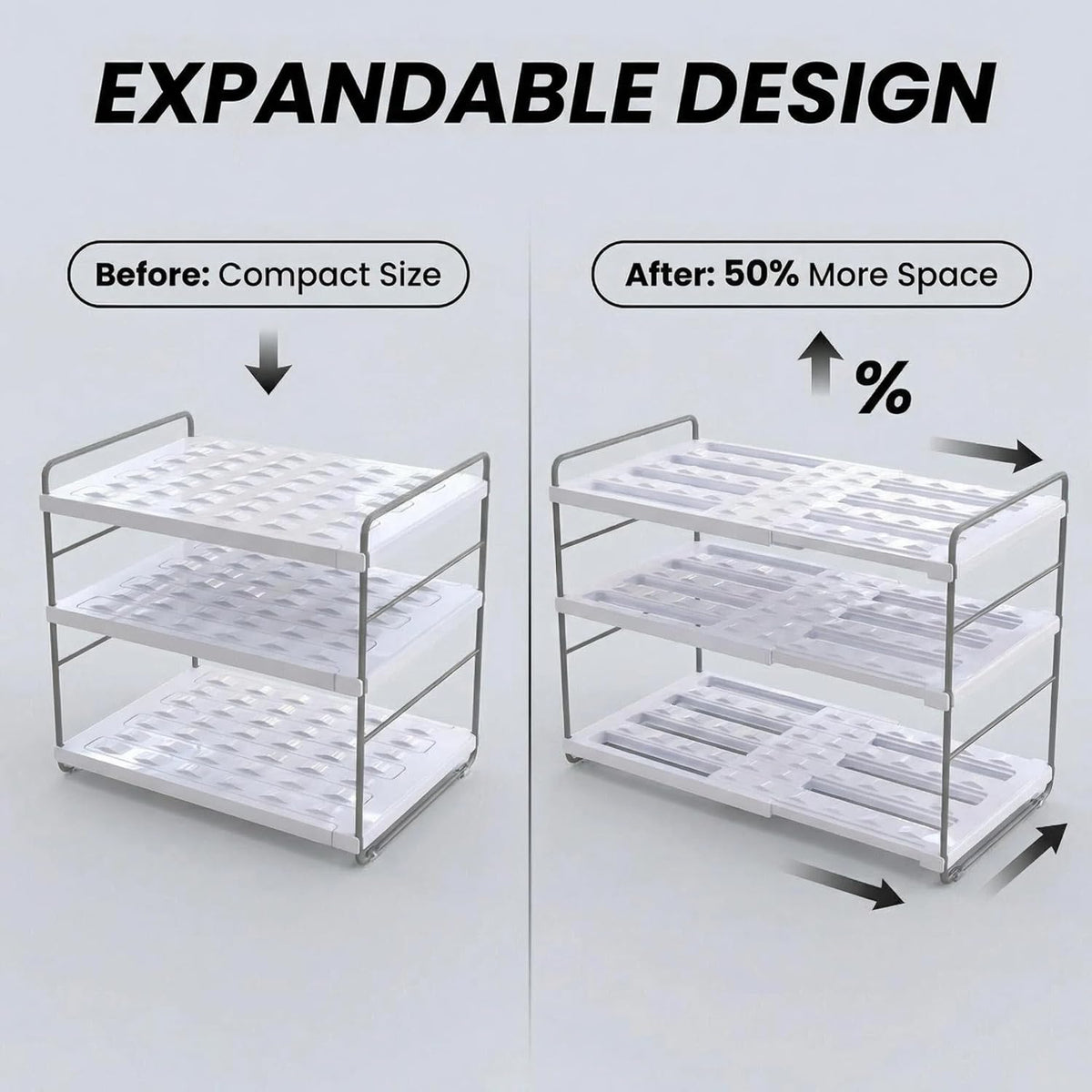 Expandable Water Bottle Organizer for Cabinet, 3 Tier Tumbler Organizer, Adjustable Bottle Holder, Kitchen Pantry Storage Rack