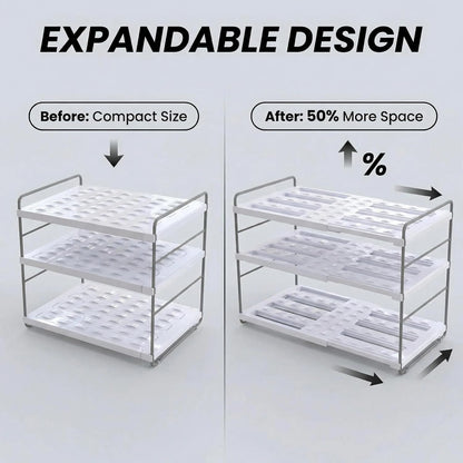 Expandable Water Bottle Organizer for Cabinet, 3 Tier Tumbler Organizer, Adjustable Bottle Holder, Kitchen Pantry Storage Rack